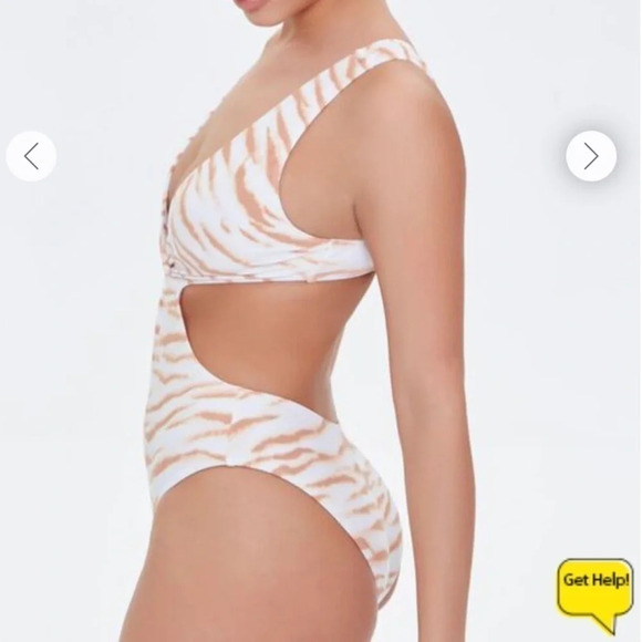 Forever 21 Tiger Striped One Piece Cutout Swimsuit - Picture 2 of 3